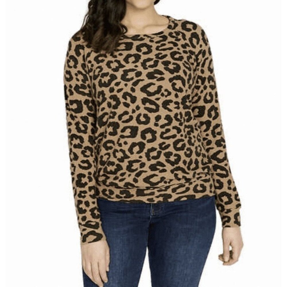 Buffalo David Bitton Women Winter Sweater Leopard Print Soft Cozy Small